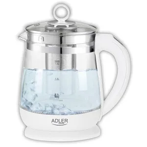 Adler | Kettle | Ad 1299 | Electric | 2200 W | 1.5 L | Glass/Stainless Steel | 360° Rotational Base | White